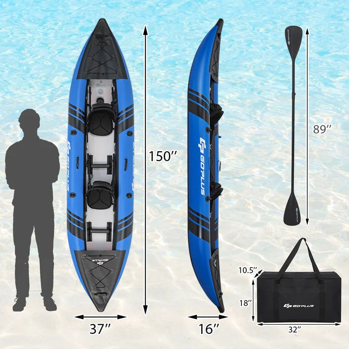 Goplus 12.5 ft Inflatable Tandem Kayak 1-2 Person Canoe