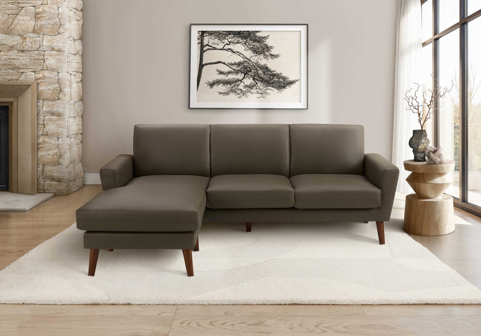 86" Monarch Chaise Sofa with Two Cushions - RA-08 - Grey Fabric (8J24A08)