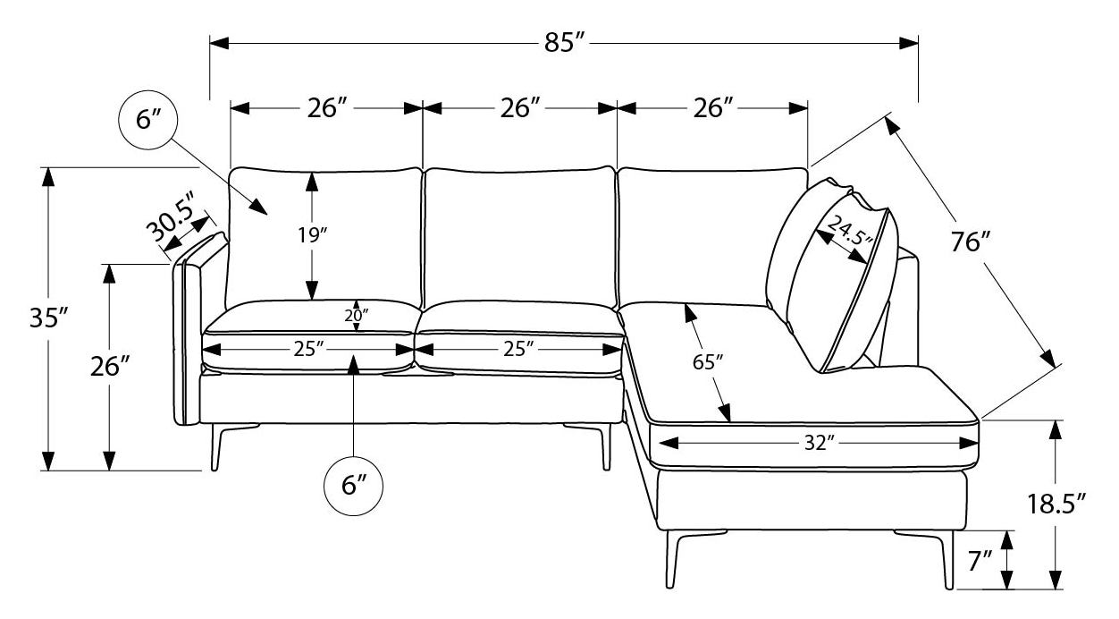 85" Monarch Sectional Sofa - COACH-4 - Beige Fabric (8K15C04)
