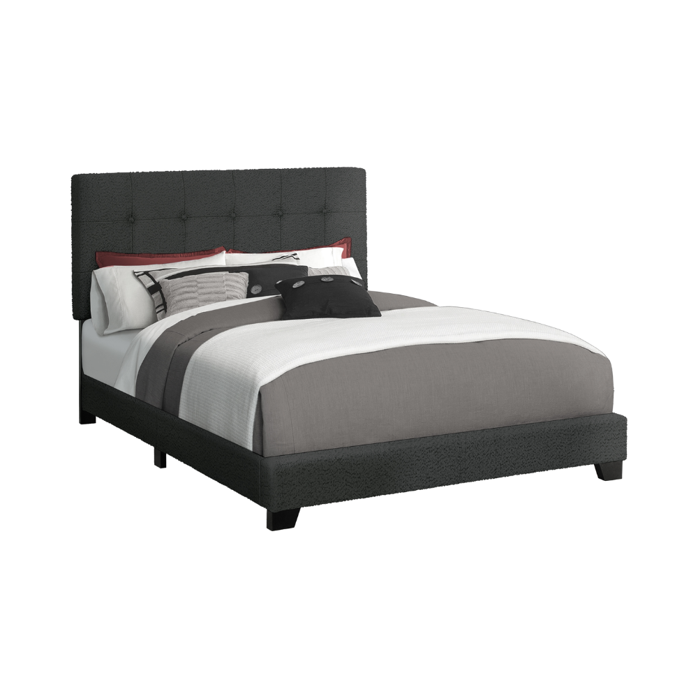 Base de lit Queen en tissu noir - Monarch (I5805Q) -SOLDE ÉCLAIR-