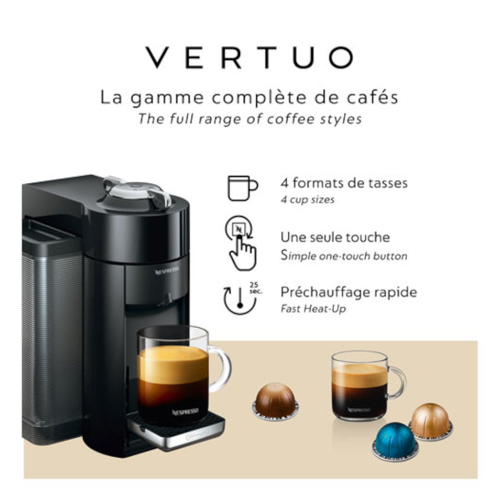 Nespresso Vertuo Coffee and Espresso Machine with Aeroccino Milk Frother (ENV135BAECA)