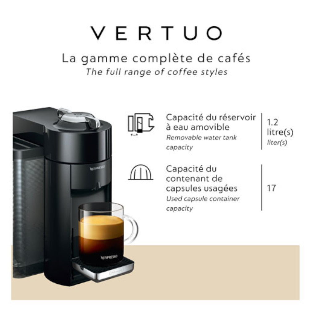 Nespresso Vertuo Coffee and Espresso Machine with Aeroccino Milk Frother (ENV135BAECA)