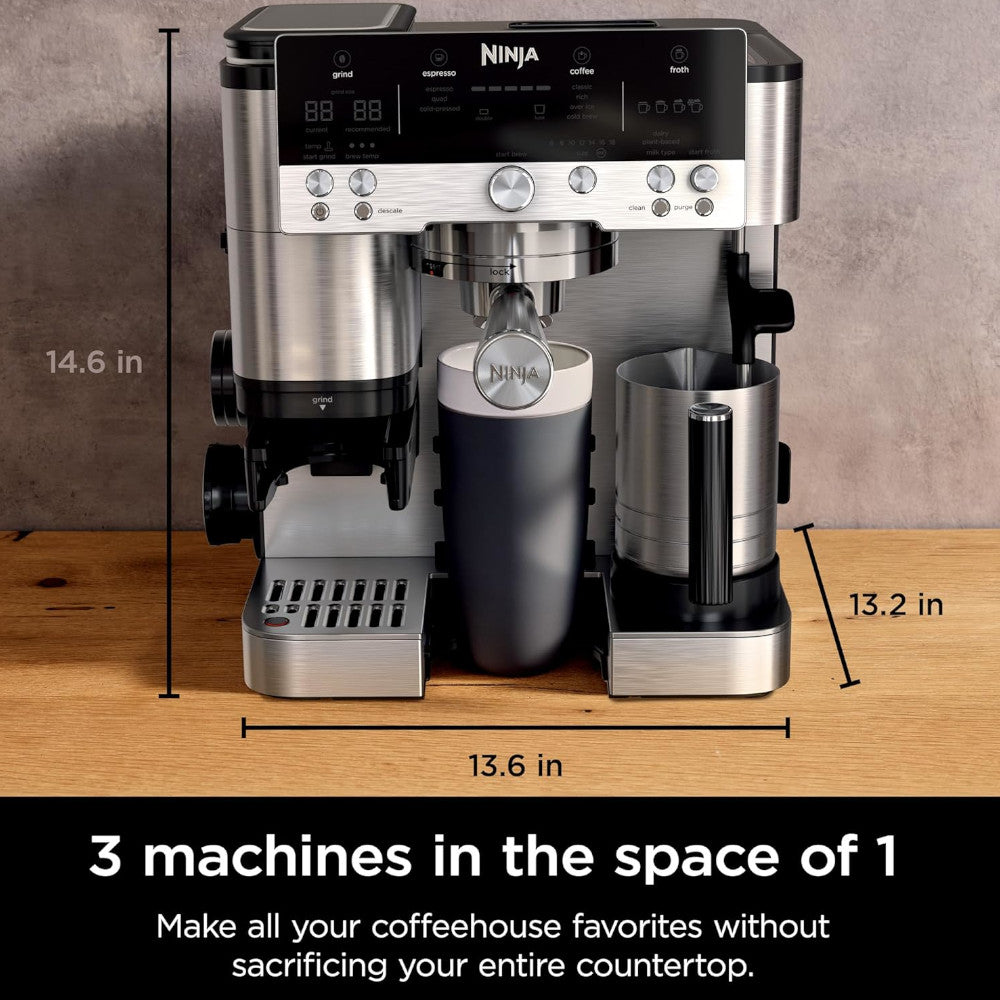 Machine à espresso Ninja série Premier avec cafetière filtre et infusion à froid rapide - (ES655CCO) - RECERTIFIÉ