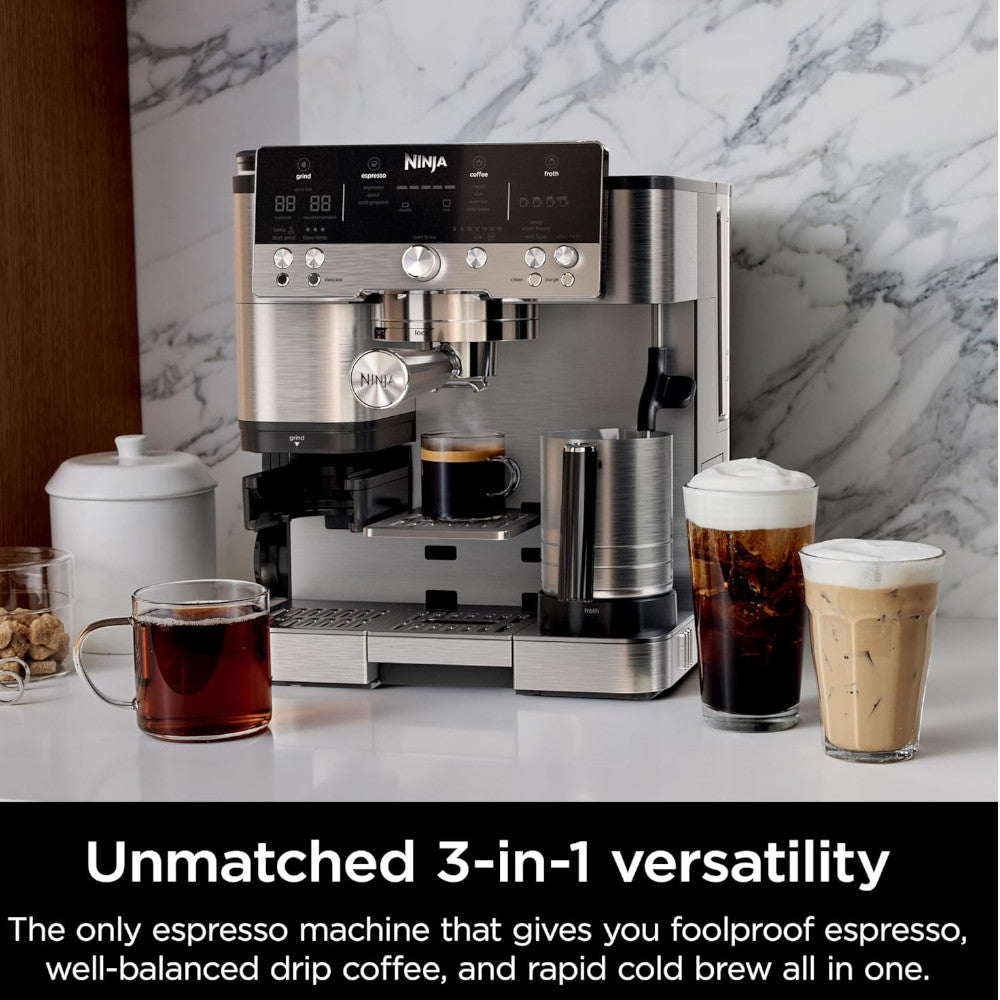 Machine à espresso Ninja série Premier avec cafetière filtre et infusion à froid rapide - (ES655CCO) - RECERTIFIÉ