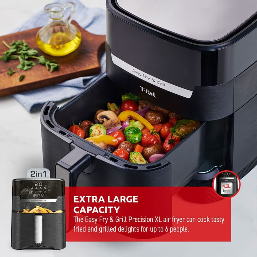 Friteuse à air numérique T-FAL 2 en 1 de 7 pintes (EY505850) - Nouveau