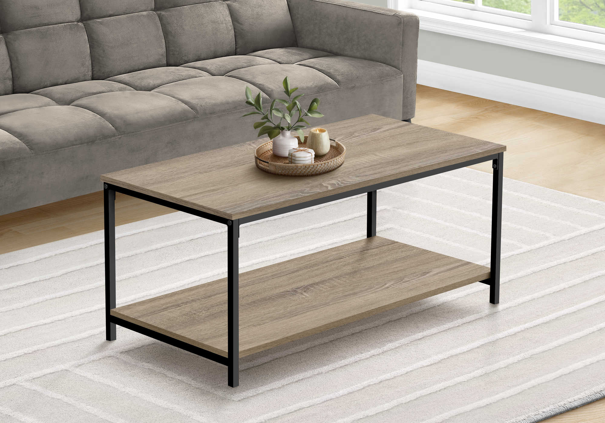 Table de salon en métal noir, taupe foncé - Monarch (I3802)