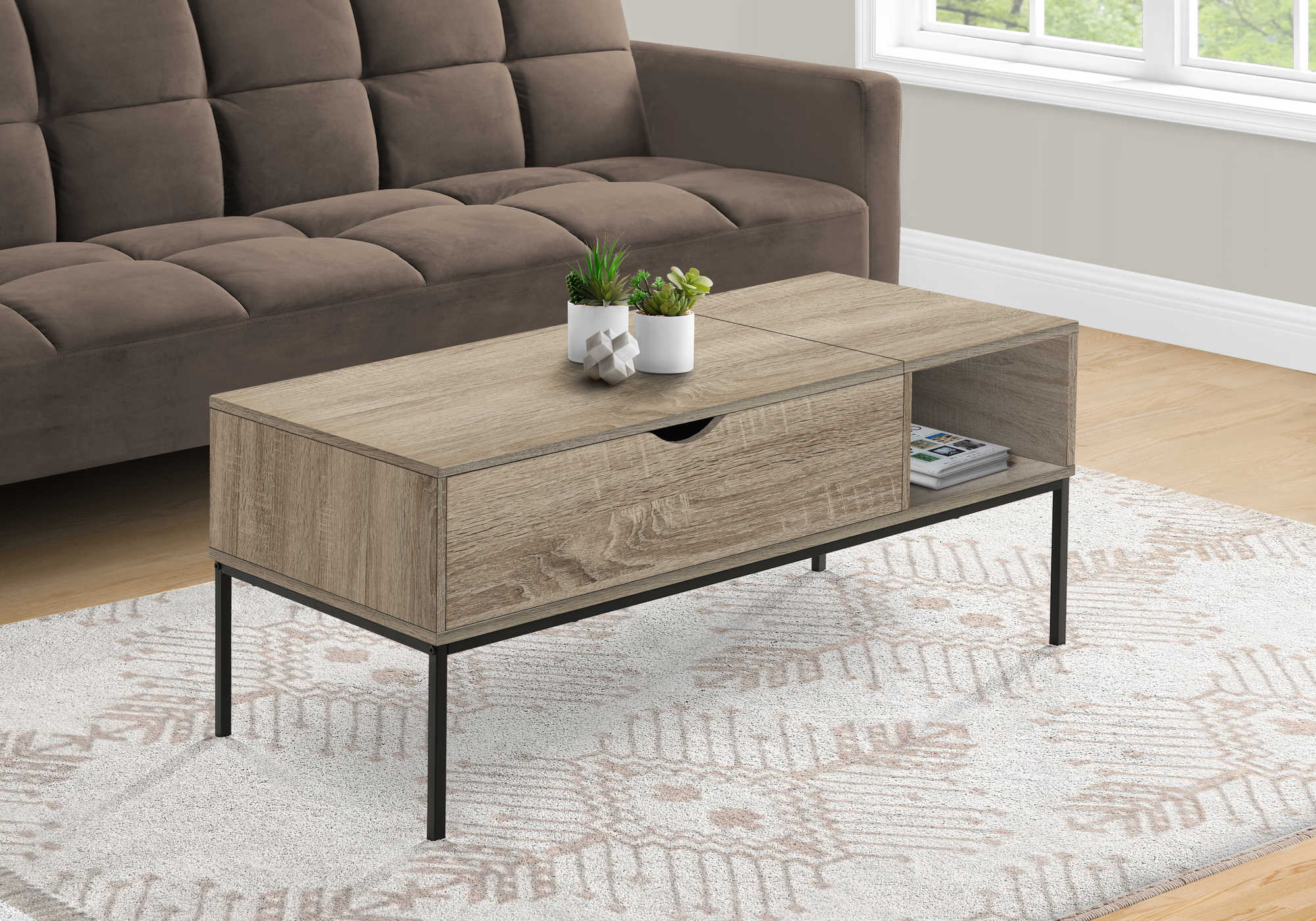 Table de salon en métal noir, taupe - Monarch (I3806)