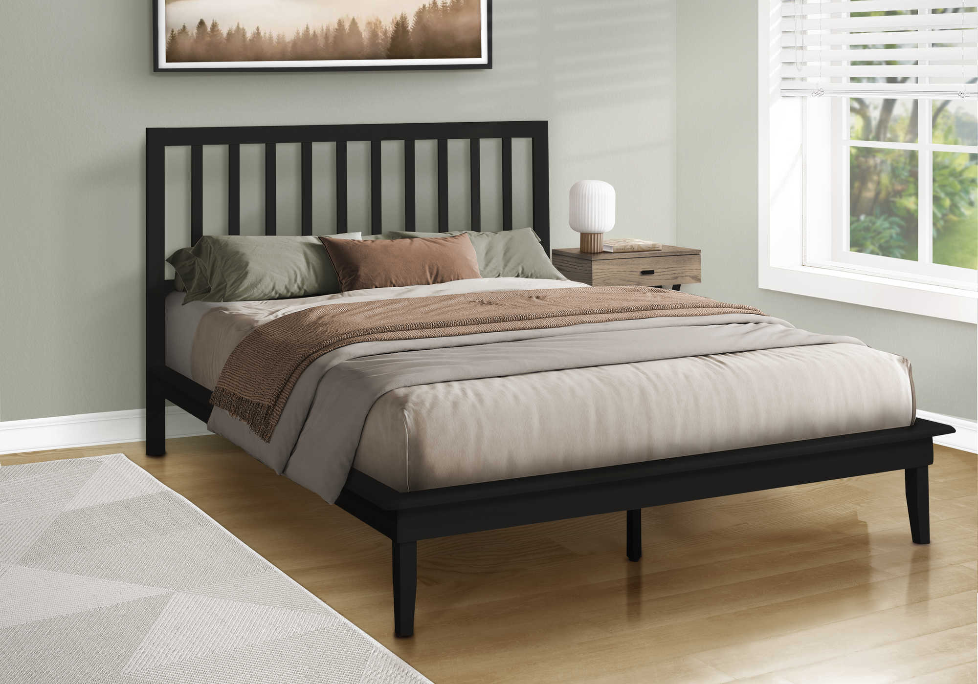 Base de lit Queen en bois noir - Monarch (I6060Q)