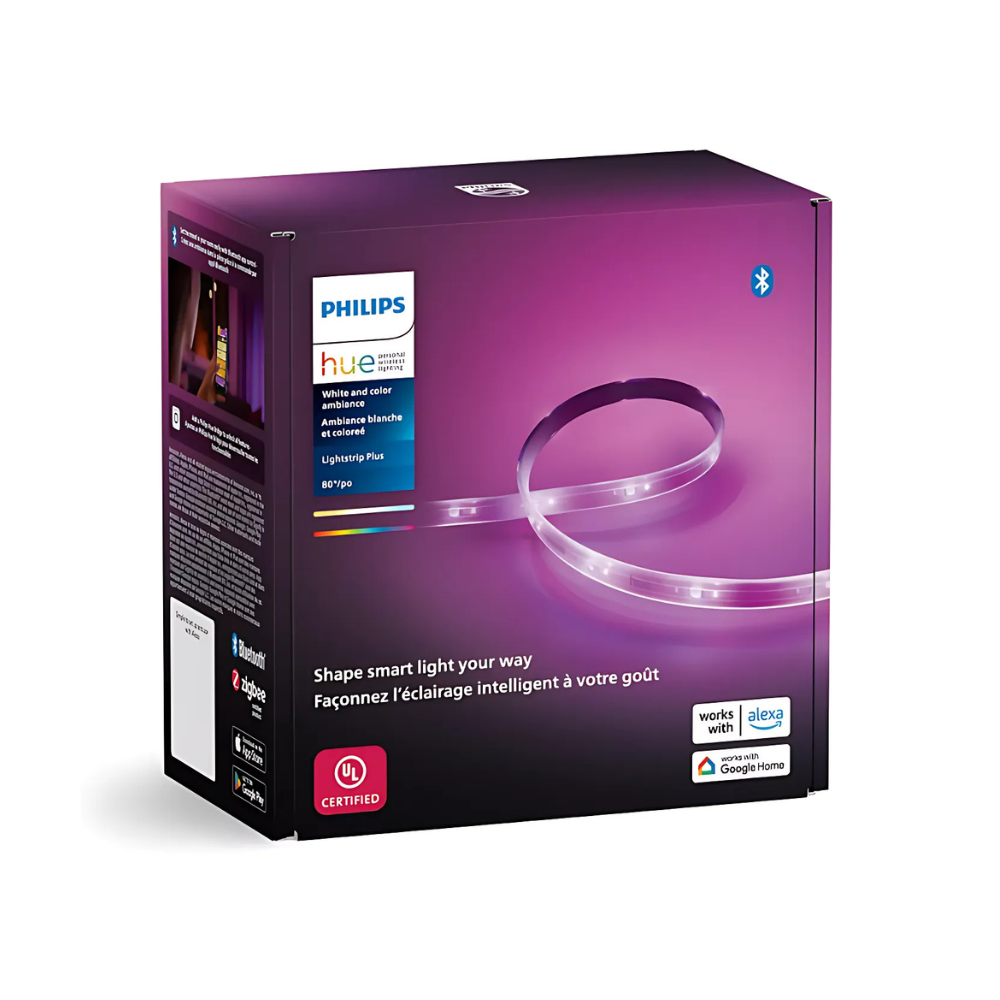 Bande lumineuse Philips ambiance blanche et colorés Hue Base Lightstrip Plus V4 de 80 po
