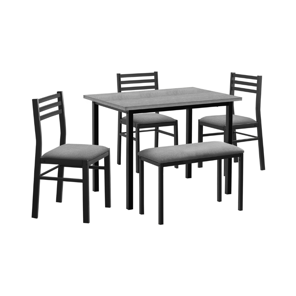 Ensemble de salle à manger 5pcs - dessus gris / base métal noir - Monarch (I1037)