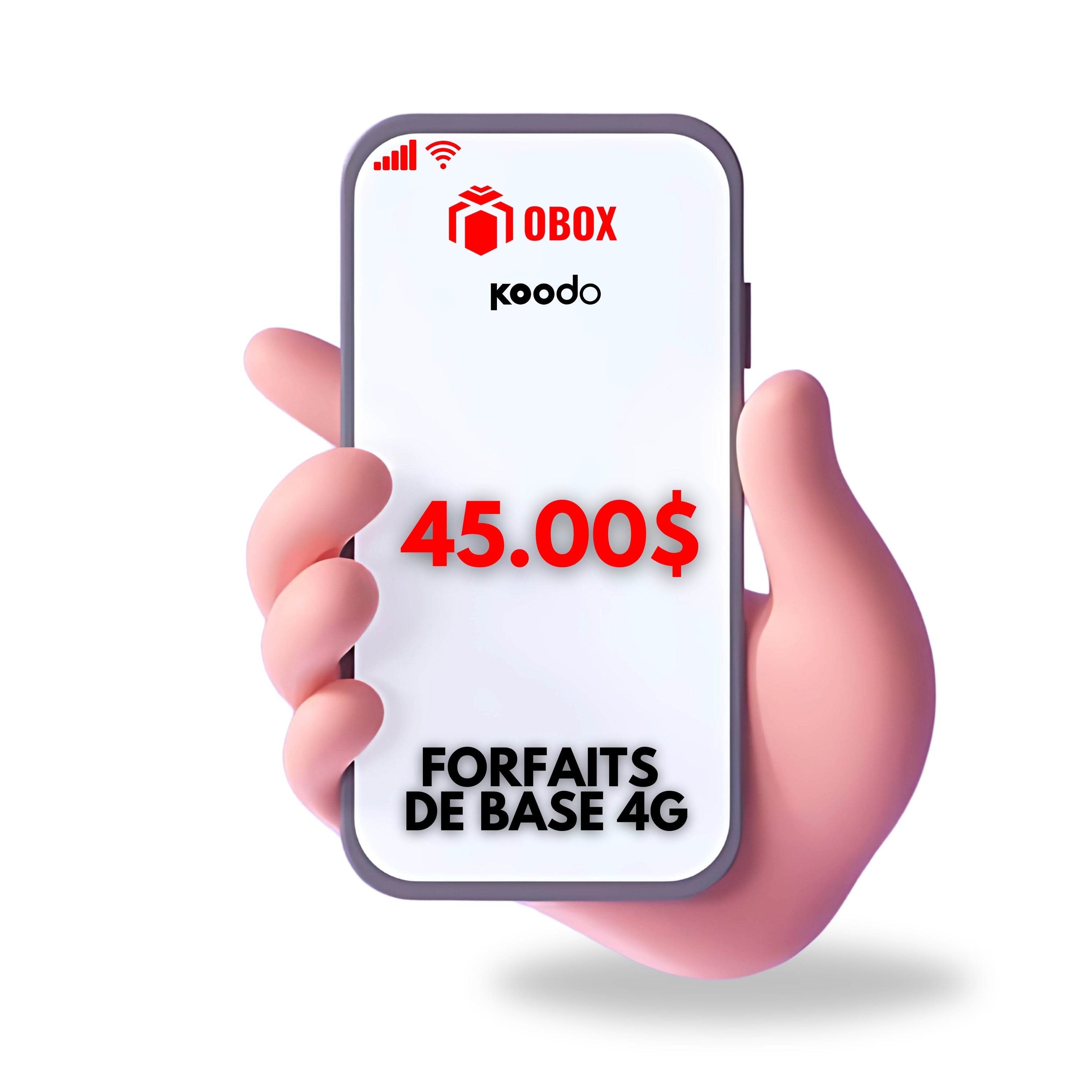 Forfaits Koodo de base 4G - 45$ - 75 Go  à vitesse 4G