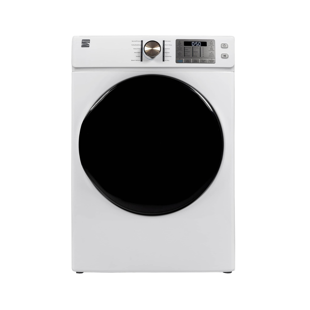 Sécheuse électrique frontal Kenmore 27 po, 8,0 pi³  – avec vapeur et trousse de superposition, blanc