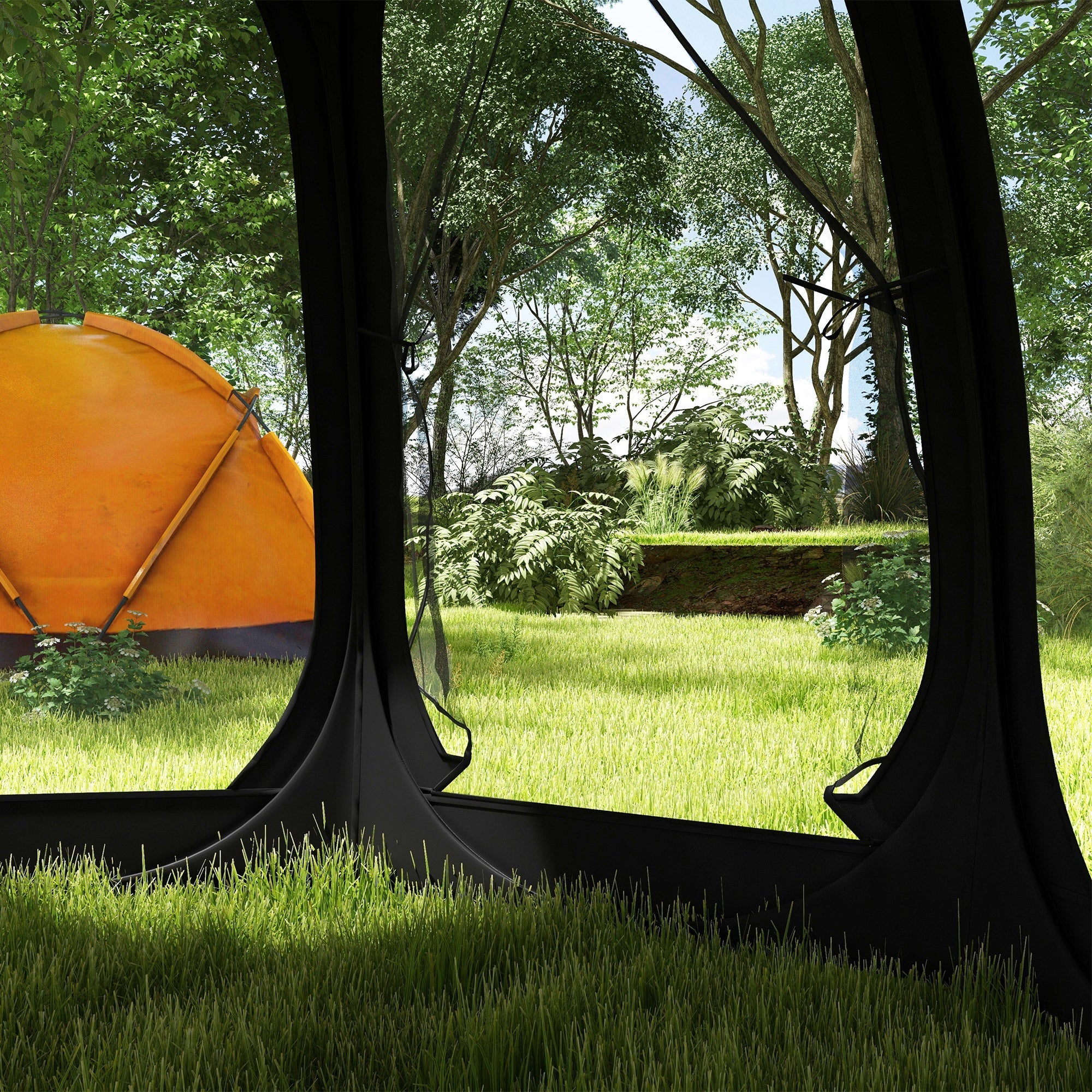 Outsunny 11 ft. x 11.5 ft. Screen House, Pop-Up Camping Gazebo with Portable Carry Bag and 2 Doors - Black