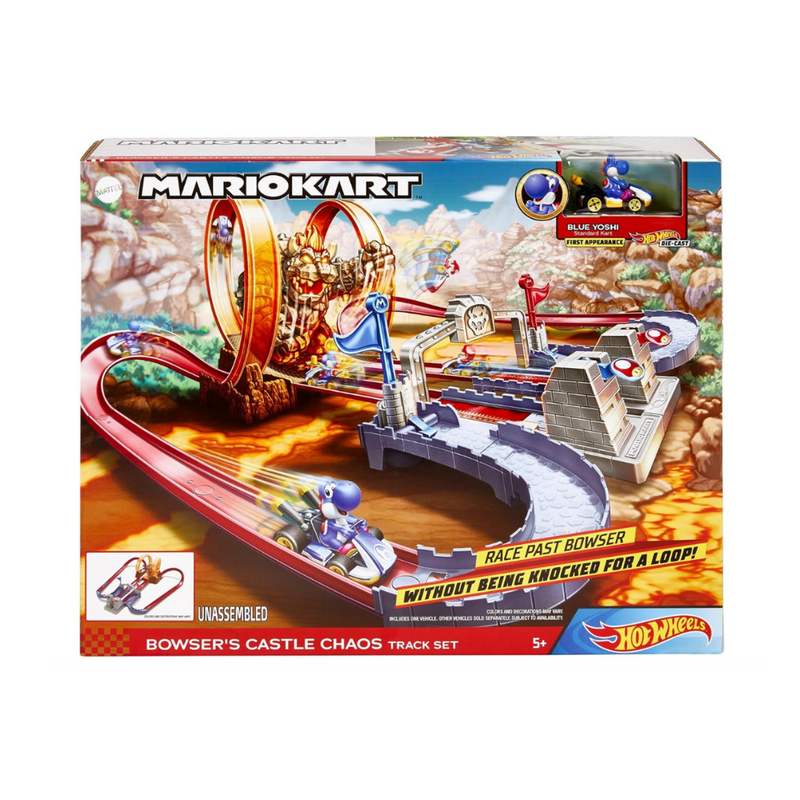 Piste de course modulaire avec drapeaux Hot Wheels - Mario Kart Bowser’s Castle Chaos (GNM22)