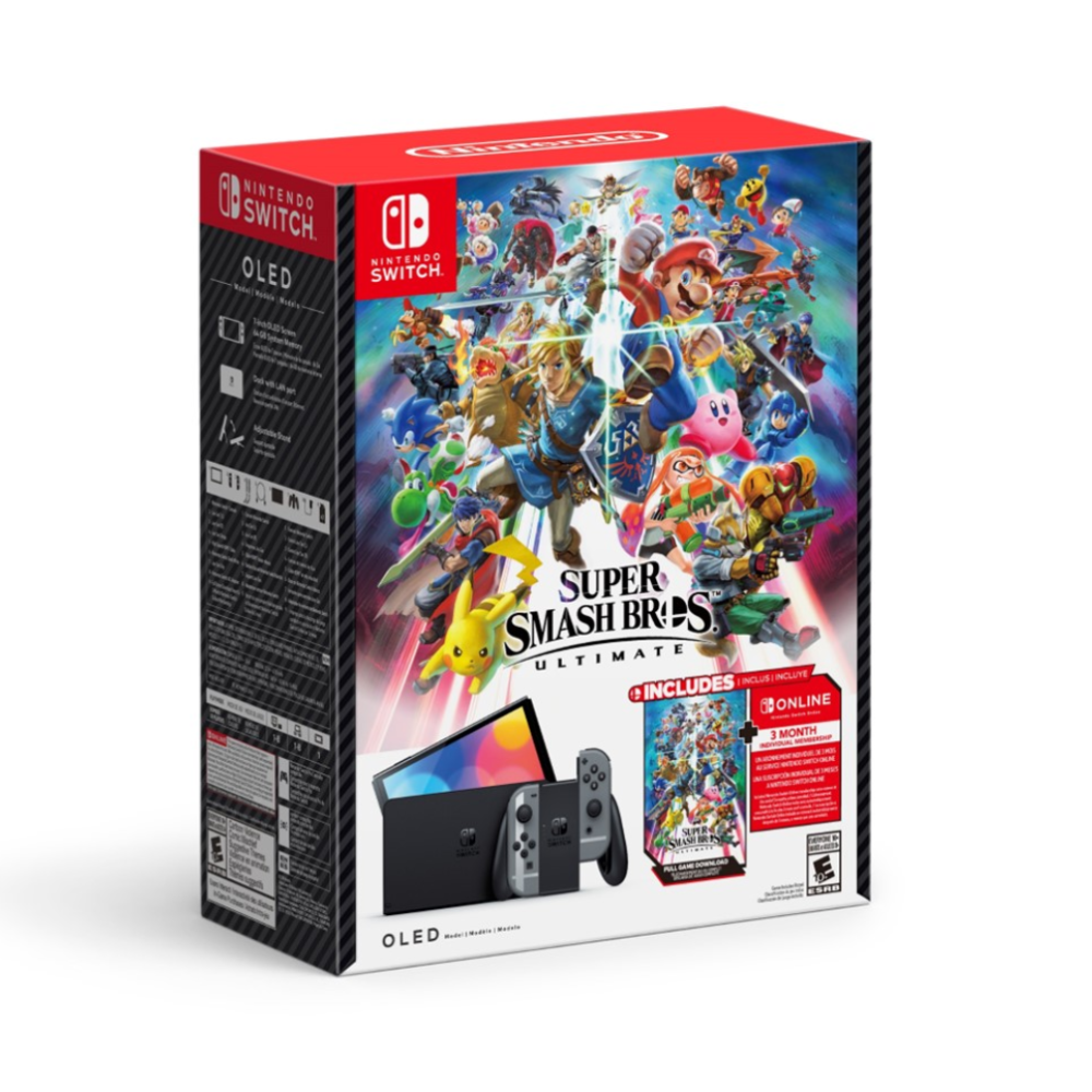 Ensemble Nintendo Switch OLED Super Smash Bros avec code de téléchargement pour le jeu complet