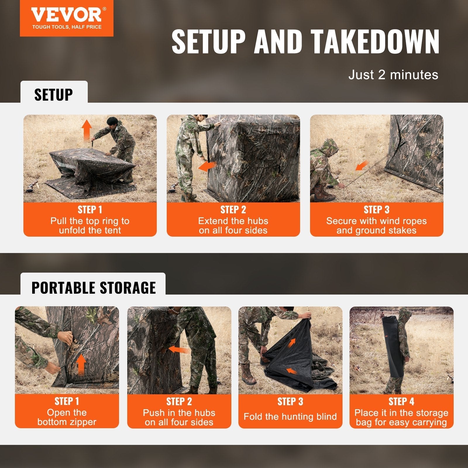 Cache de chasse Vevor avec vue panoramique à 270° pour 1 à 2 personnes