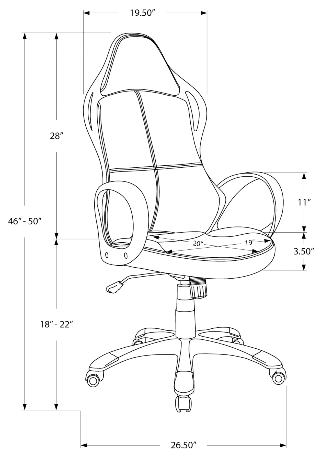 Chaise de bureau à multiple position de couleur noir et Tissu rouge