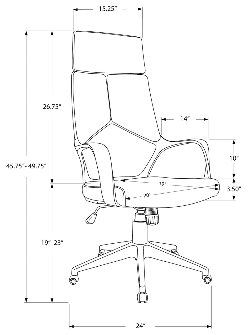 Chaise de bureau à dossier exécutif de couleur blanc et tissu gris