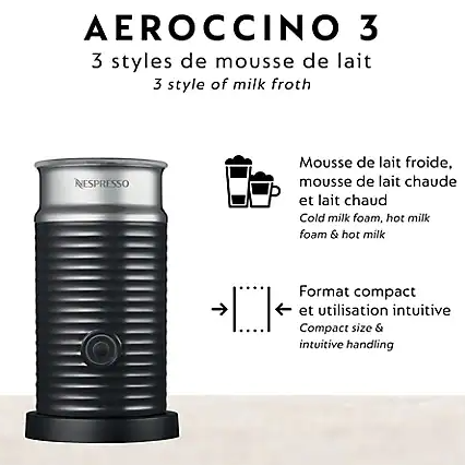 Mousseur à lait Nespresso Areoccino 3 - Noir -BLACKFRIDAY-