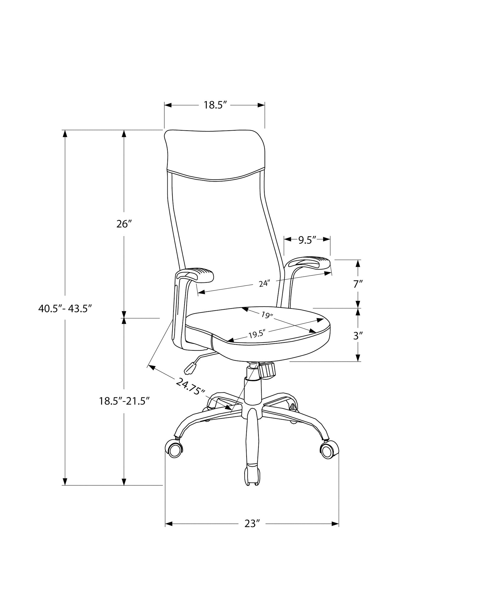 Chaise de bureau en tissu noir (I 7248)