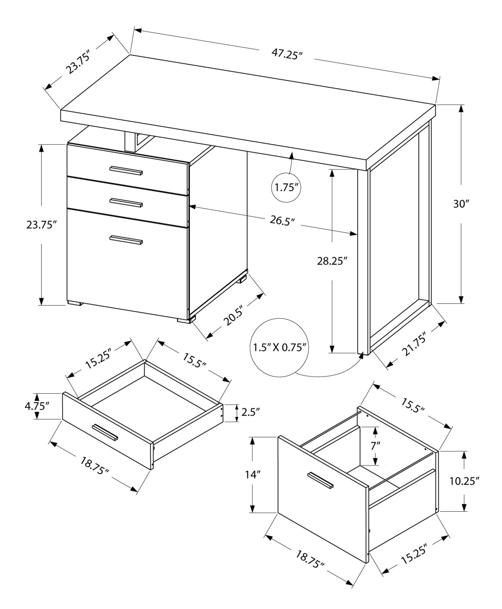 Bureau d'ordinateur moderne de couleur taupe foncé (I 7326)