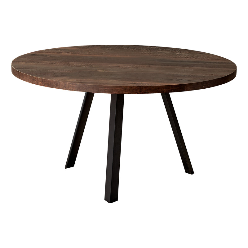 Table de salon de bois brun et métal noir (I 7814)